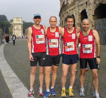 Marathon Rom - LG Welfen - René Nabholz, Bernd Adelmann, Wolfgang Pogutter und Gastläufer Jochen, da wussten sie noch nicht was sie erwartet ...